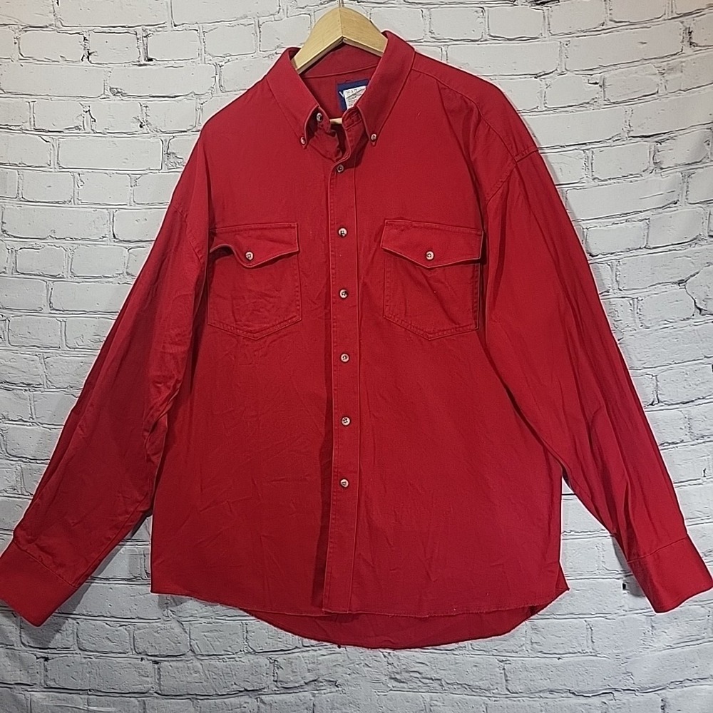 Wrangler Button Shirt Mens 18 X 36 Red Cowboy Cut X Long Tails Western Rodeo USA
